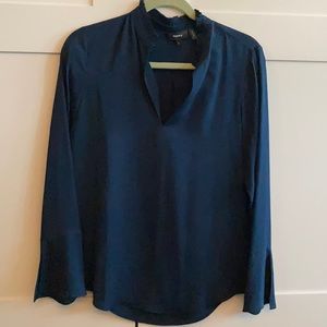 Theory bell sleeve silk blouse.